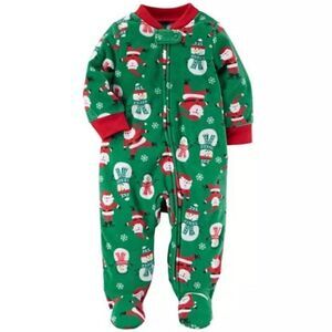 Carter's Baby Footed Fleece Christmas Pajamas Holiday Santa Snowmen 12 months Co